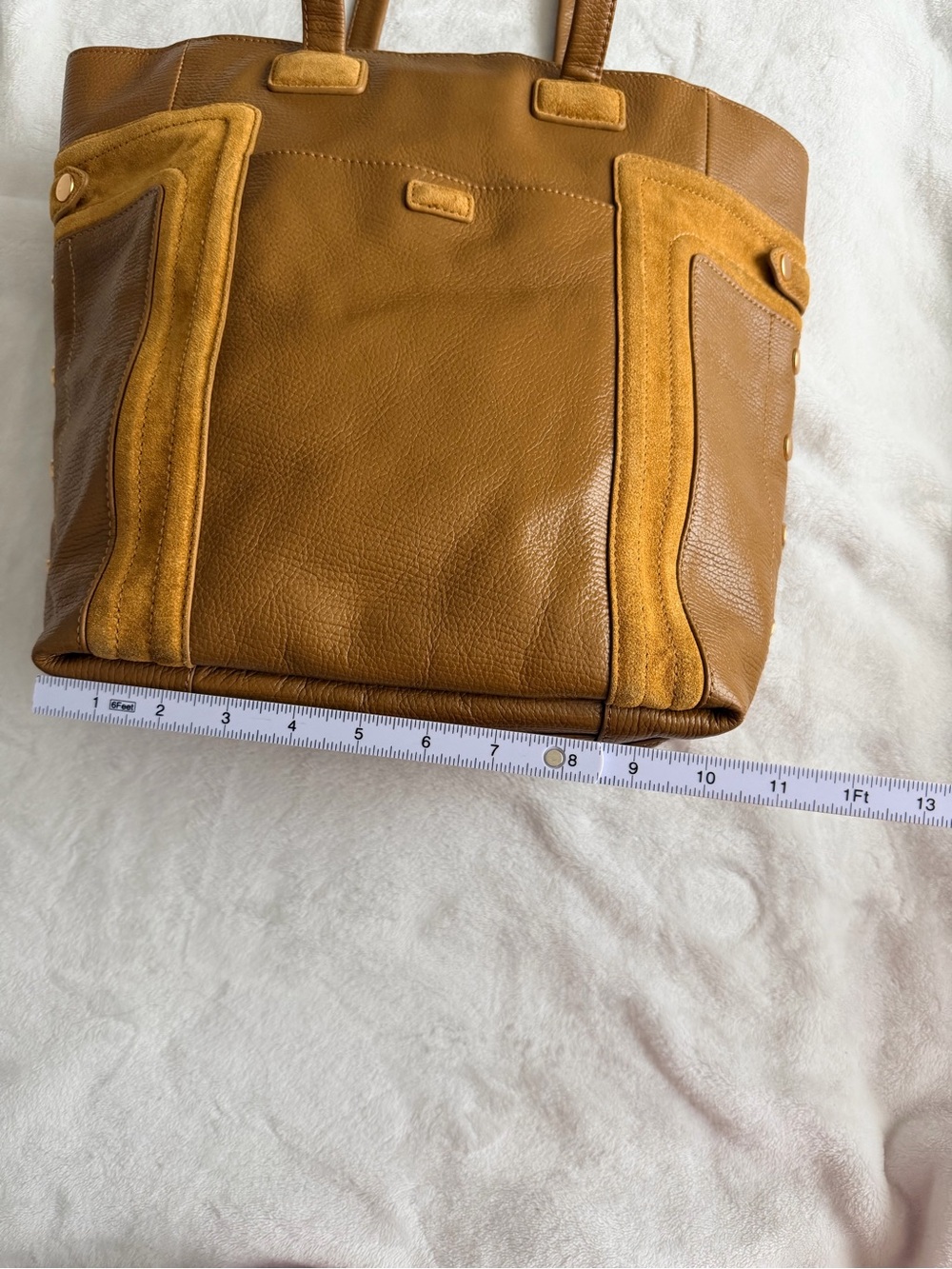 Hammitt Otis Tan Leather Tote with Suede Trim Work Travel Tote Bag - Picture 15 of 16